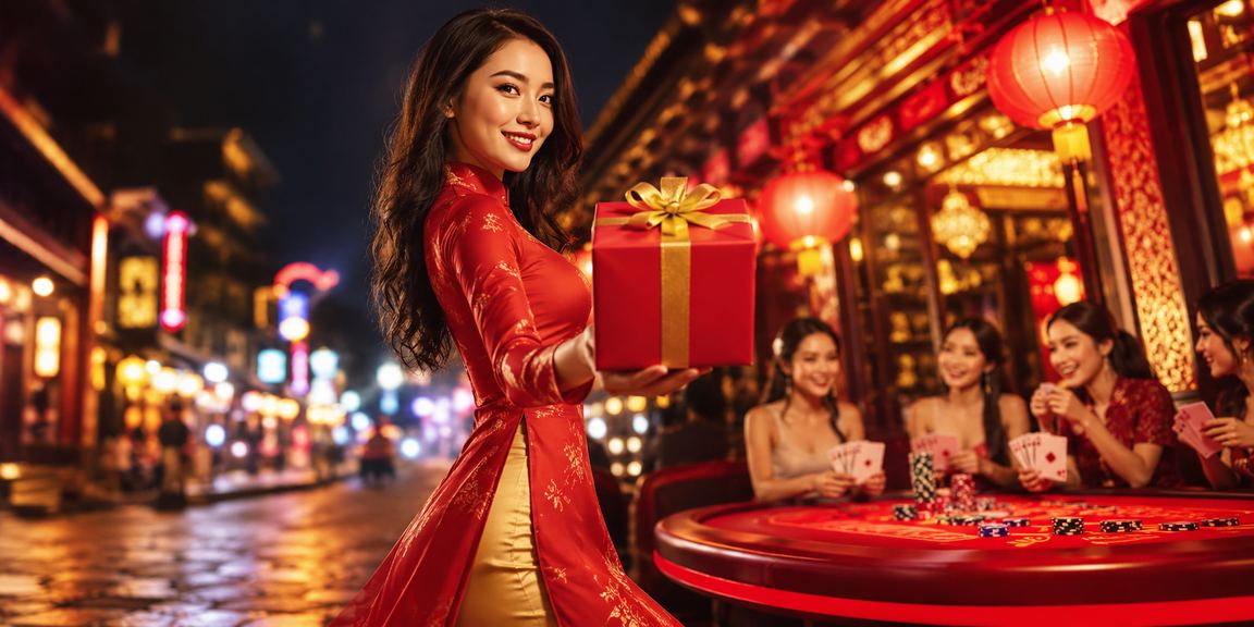Người phụ nữ mặc áo dài chơi bài trực tuyến tại vùng núi Sapa qua điện thoại